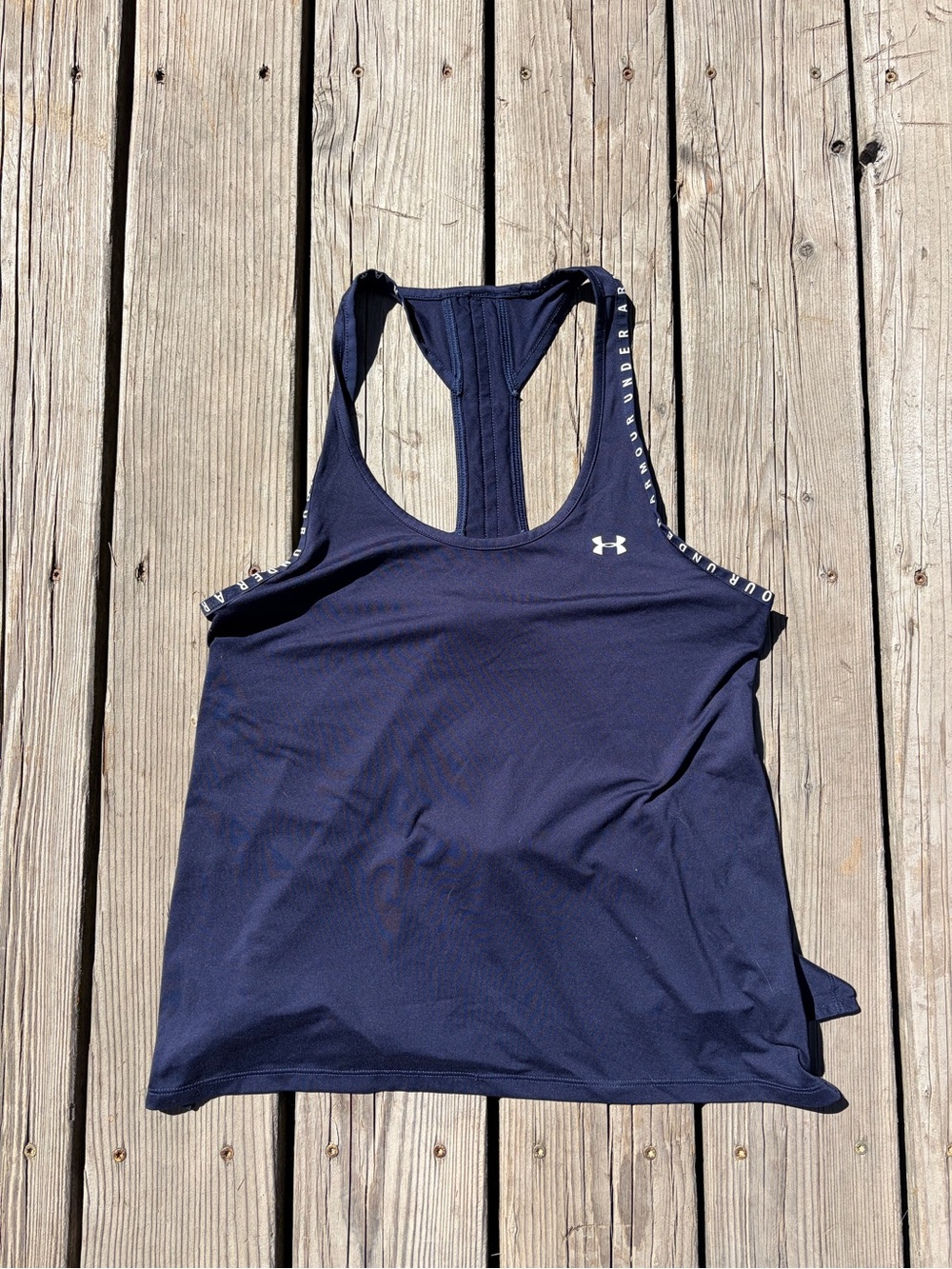 Under Armour Navy Racerback Training Tank with Logo Trim